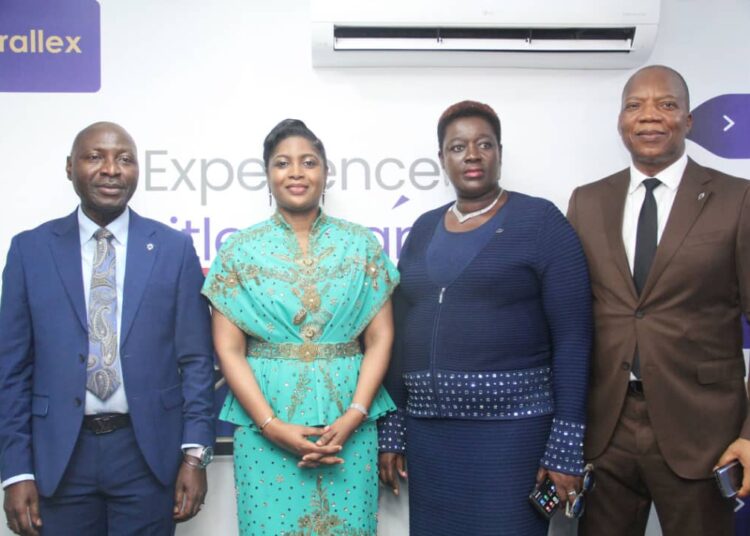 L-R: Managing Director, Parallex Bank.  Mr. Olufemi Bakre; Chairman Board of Directors   ,Dr. Adeola Phillips;  Board Member , Arch Solayinka Agboola; Executive Director. Mr  Matthew Okojie, during the Grand Opening of Parallex Bank at Admiralty way Lekki in Lagos on 18/10/2023