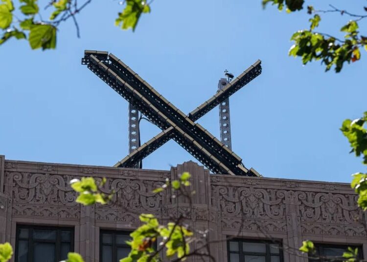 The new X logo at the company's headquarters in San Francisco, California, on July 29, 2023. Credit: CNN