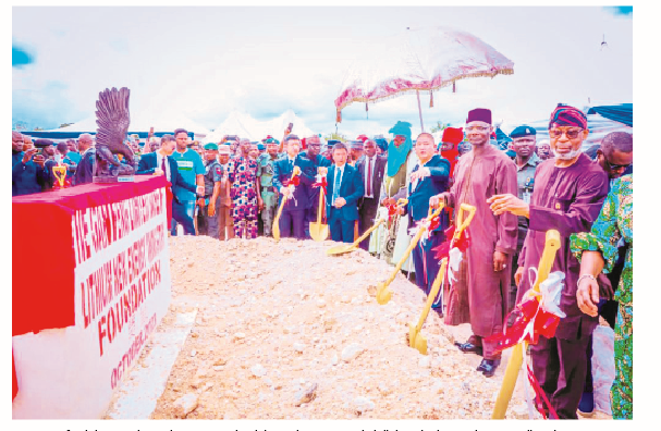 Chinese Firm To Train 100 Nasarawa Indigenes On Lithium Refining 1 Minister of Solid Mineral Development, Dele Alake and Governor Abdullahi Sule during the groundbreaking ceremony for the establishment of a Lithium factory by Ganfeng Lithium Mining Company in Endo, Nassarawa local government area of Nasarawa State recently.
