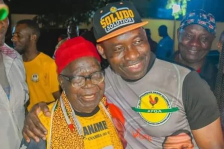 President Tinubu Condoles Gov Soludo Over Father's Death At 92 1 Soludo and his father 450x300 1