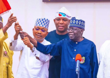 Tinubu Presents APC Flag To Ododo At Presidential Villa
