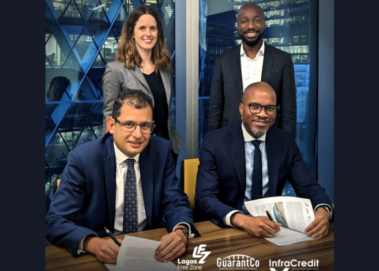 Sitting Left -Layth Al-Falaki, CEO GuarantCo; Right-Chinua Azubike, CEO InfraCredit; Standing left- Lucinda O’Gorman, Associate Director GuarantCo Standing right-Tola Odukomaiya, Investment Director - North, West and Francophone Africa Lead, GuarantCo