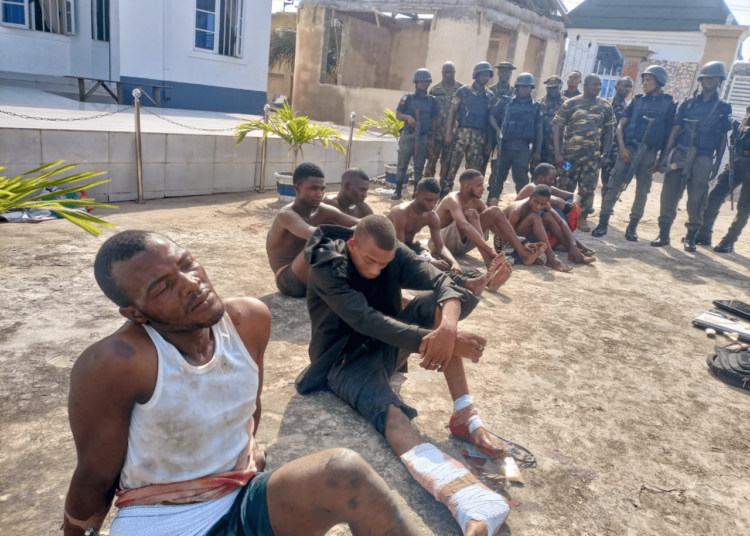 Eight criminals that are involved in the assassination of DSP in Asaba, Delta state. 2nd from the right is Aminu that shot the DSP.