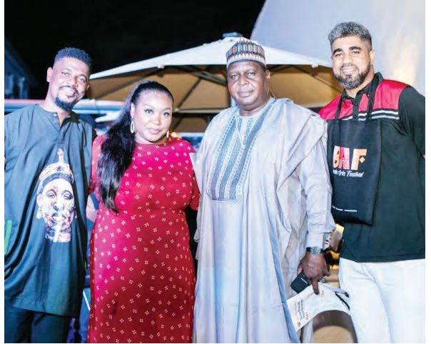 Newcomer Author Dishes On Vices Of Nigeria’s Elite In New Book Maitama Linen 1 Festival producer, Olarotimi Fakunle (left); festival director, Bikiya Graham-Douglas; CEO, National Council for Arts and Culture (NCAC), Otunba Olusegun Runsewe; Thin Tall Tony at a previous BAF outing.