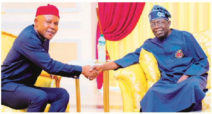 2027: APC Stakeholders Drum Support For Tinubu, Mbah's Re-election 1 L-R: Enugu State governor, Dr Peter Mbah, with President Bola Tinubu, during the governor’s visit to the president at his country home in Lagos State, yesterday.
PHOTO BY REMI AKUNLEYAN