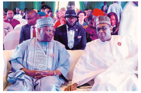Governor Inuwa Yahaya with Health Minister,  Dr. Mohammed Ali Pate during the UHC Dialogue in Abuja