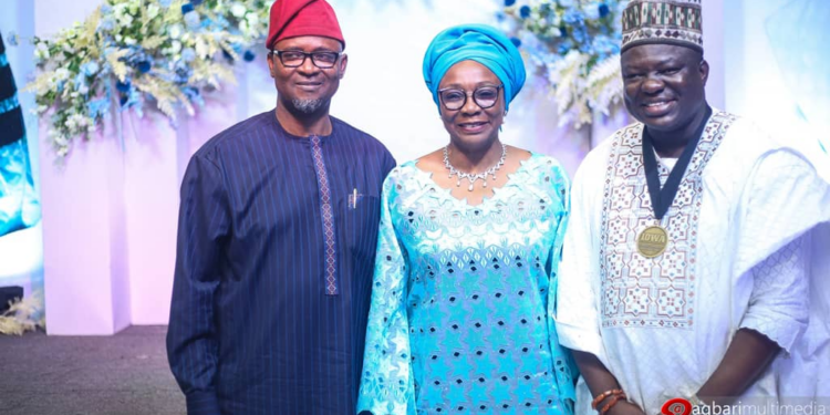 L-R: Chief Medical Director of Lagos University Teaching Hospital (LUTH), Professor Wasiu Lanre Adeyemo; Vice Chancellor of University of Lagos, Prof. Folashade Ogunsola, and the celebrant, Prof. Azeez Butali of University of Iowa, United States, at celebration of the endowment Professorship of Prof. Butali, held in Lagos.