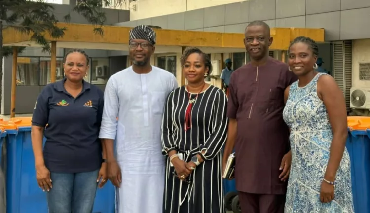 Head, LAWMA Academy, Mrs. Bolade Adewunmi(left);   Managing Director LAWMA, Dr. Muyiwa Gbadegesin; Special Adviser to the Governor of Lagos State on Climate Change and Circular Economy, Mrs. Titlilayo Oshodi; Executive Director, (Finance) LAWMA, Kunle Adebiyi and Assistant Director, Circular Economy, LAWMA, Mrs. Jerinsola Olaleye,  during the consultative meeting between LAWMA and the Lagos Office of Climate Change and Circular Economy in Lagos recently.