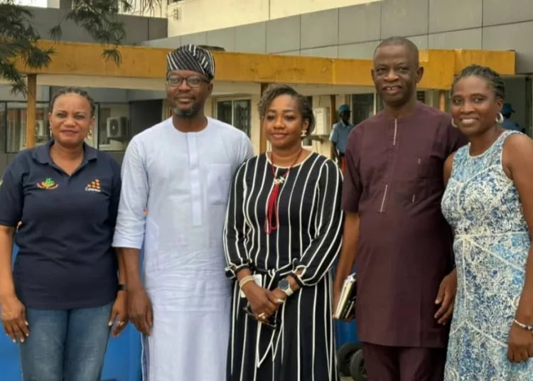 Head, LAWMA Academy, Mrs. Bolade Adewunmi(left);   Managing Director LAWMA, Dr. Muyiwa Gbadegesin; Special Adviser to the Governor of Lagos State on Climate Change and Circular Economy, Mrs. Titlilayo Oshodi; Executive Director, (Finance) LAWMA, Kunle Adebiyi and Assistant Director, Circular Economy, LAWMA, Mrs. Jerinsola Olaleye,  during the consultative meeting between LAWMA and the Lagos Office of Climate Change and Circular Economy in Lagos recently.