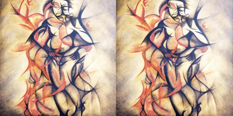 One of Osadebe’s artwork that appeared on his 2018 Retrospective Art Exhibition held at National Museum, Onikan, Lagos.