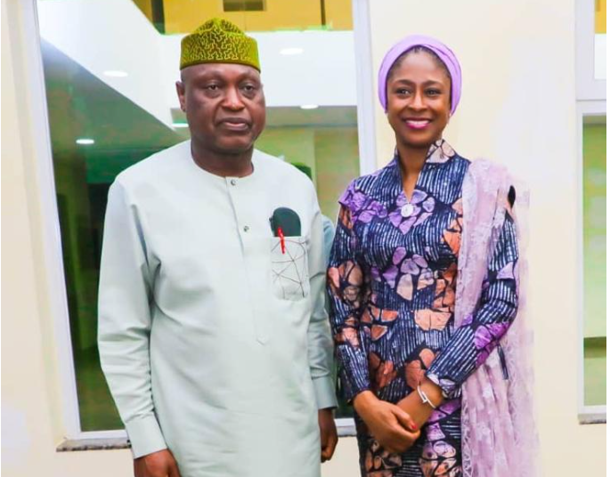 L-R: Ekiti State governor, Abiodun Oyebamji and NIPC executive secretary, Aisha Rimi.