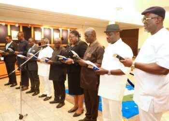 JUST-IN: Again, Gov Fubara Swears In 9 Pro-Wike Commissioners