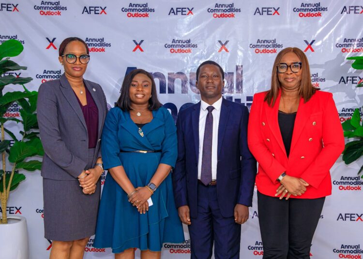 L-R: Oyelade Eigbe, Executive Director, Vetiva Capital Management; Oluwafunto Olasemo, Vice President, Financial Market, AFEX; Dr Afolabi Olowookere, MD ADSR; and Samirah Sam-Adebiyi, MD AFEX Investment Limited, at the unveiling of the AFEX Commodities Outlook, recently.