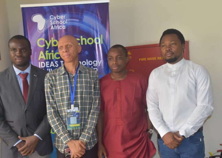 From left: Lead Technical Project Manager, Gallery of Code, Mr Onisodumeya Hamilton; Chief Representative of Taf Africa Disability Inclusion Champion, Mr Donald Tampi; Project Lead, Alden Telecommunication LTD, Mr Promise Ikpiri and Executive Officer, Gallery of Codes and Choeberry Inc, Mr Oscar Anitie Ekponimo,  during the 2024  CyberSchool  Africa Inauguration and Orientation Day for Trainee Cohort in Abuja