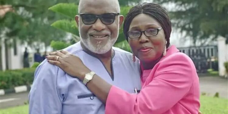 L-R: Late Akeredolu and wife
