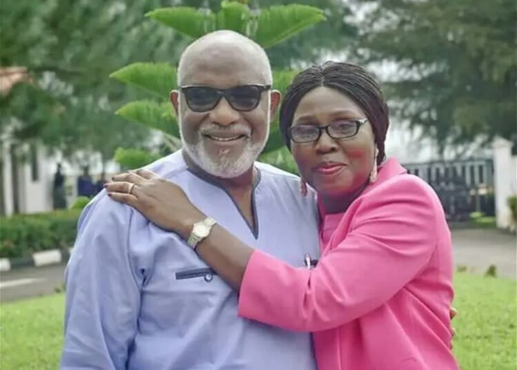 L-R: Late Akeredolu and wife