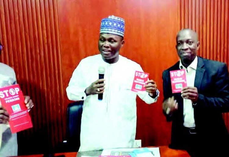 L-R: Yobe State commissioner of Information, Hon Abdullahi Bego and the NAPTIP commander, Sale Zakar Suleiman in Damaturu