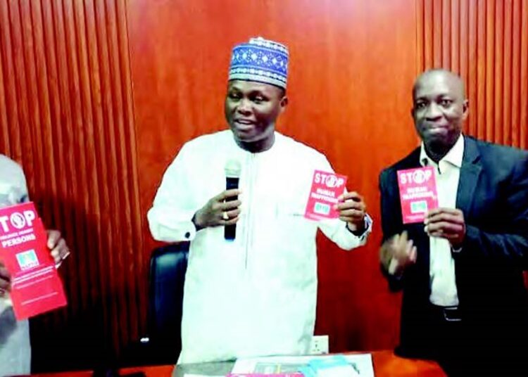 L-R: Yobe State commissioner of Information, Hon Abdullahi Bego and the NAPTIP commander, Sale Zakar Suleiman in Damaturu