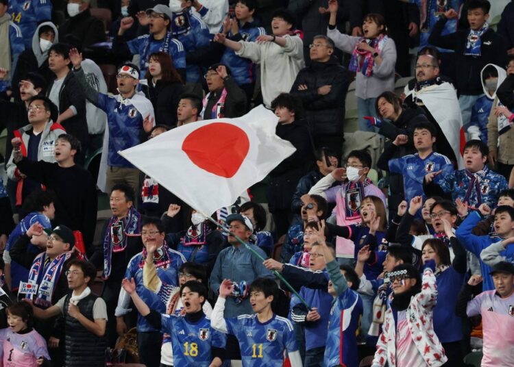 Soccer Football - AFC Women's Olympic Qualifiers - Japan v North Korea - Japan National Stadium, Tokyo, Japan - February 28, 2024 Japan fans react in the stands REUTERS/Kim Kyung-Hoon