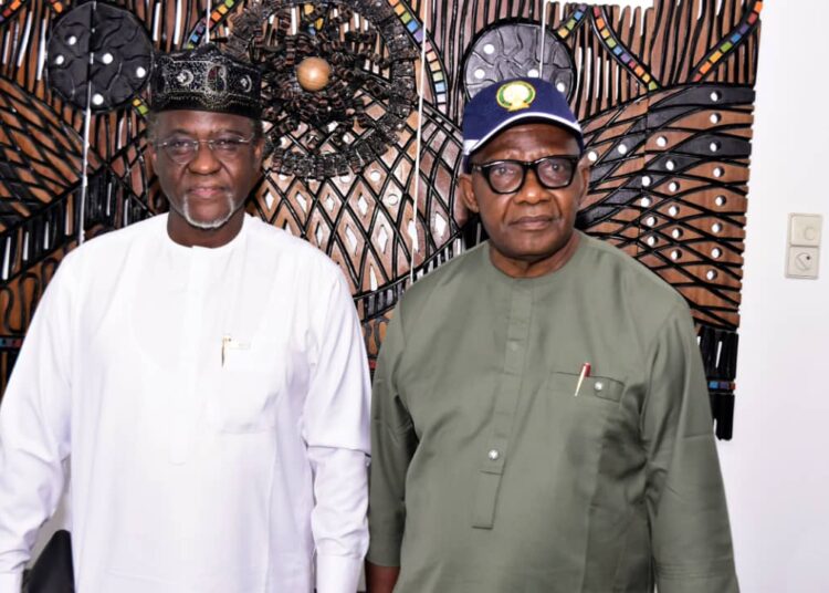 Bldr. Azeez Kaita, ED Administration, JBN, and the President of the Nigerian Institute of Building, Bldr Alderton Ewa Ewa.