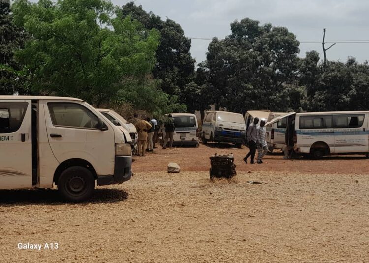 Some of the grounded vehicles of Kwara Express billed for conversion to electrical vehicles by Kwara State University, Malete. Photo by Abdullahi Olesin, Ilorin.