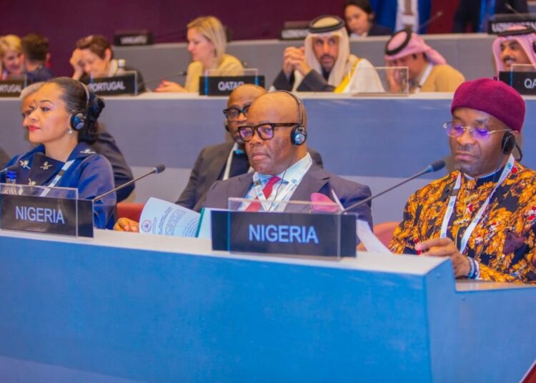 L-R: Senator Natasha Akpoti-Uduaghan; Senate President Godswill Akpabio, and Deputy Speaker, House of Representatives, Benjamin Kalu, at the ongoing 148th Assembly of the Inter-Parliamentary Union (IPU) in Geneva, Switzerland, on Sunday. Photo by Senate President's Office