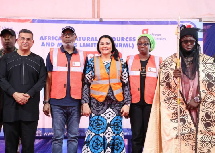 L - R: GMD, Dr Alok Gupta, Minister of Solid Minerals Development, Dr Dele Alake, Minister of Industry, Trade and Investment, Dr Doris Nkiruka Uzoka - Anite, the Permanent Secretary of Solid Minerals Development, Dr Mary Ogbe and His Royal Highness of Gujeni Village, Kargarko Local government, Kaduna, Engr James Bitrus during the inspection tour of  the ANRML on Tuesday, March 26, 2024