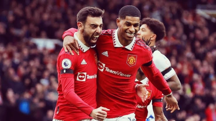 EPL: Fernandes, Rashford Penalties Secure 2-0 Win For Man Utd Against Everton 1 bruno Rashford