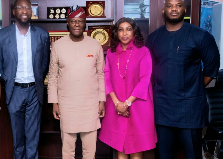 L- R, Tobi Durotoye, Deputy Program director, Technoserve, Wale Edun, Minister of Finance and Coordinating Minister of the Economy, Ayodele Tella, Senior Program Manager for Food Fortification Technoserve and Onochie Esenwath, Operations Specialist, Technoserve