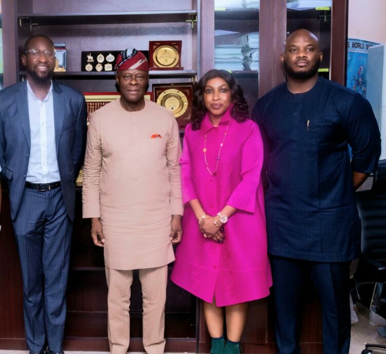 L- R, Tobi Durotoye, Deputy Program director, Technoserve, Wale Edun, Minister of Finance and Coordinating Minister of the Economy, Ayodele Tella, Senior Program Manager for Food Fortification Technoserve and Onochie Esenwath, Operations Specialist, Technoserve