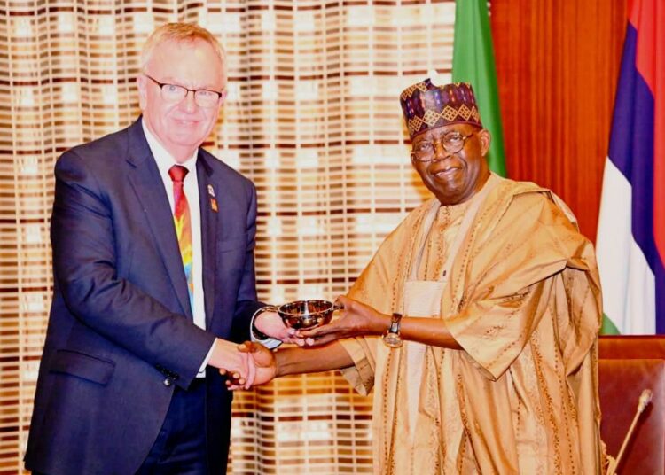 Rotary International President, Gordon Mclnally with President Bola Ahmed Tinubu