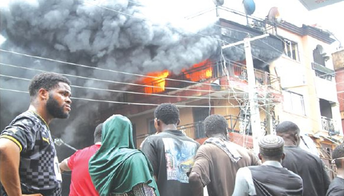 Fire Razes 14 Buildings At Idumota Market In Lagos 1 SCENE OF FIRE ACCIDENT