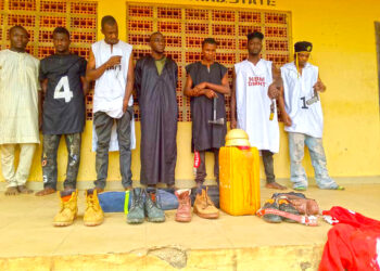 PICTORIAL: Police Parade 7 Suspected Cultists, Weapons In Kaduna