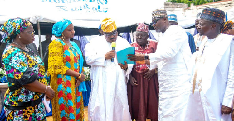 L-R: Kwara State coordinator for UBEC, Mrs Victoria Sofolahan; commissioner for Education, Hajia Sa'adatu Modibbo-Kawu, deputy governor,  Kayode Alabi; chairman, KWSUBEB,  Prof Shehu Adaramaja; chief quantity surveyor in SUBEB,  Zakari Tsaragi, and chairman, House Committee on Education,  Hon Salihu  Boriya, during the bid opening for the year  2021 FGN/UBEC/SUBEB intervention projects, in Ilorin. PHOTO BY ABDULLAHI OLESIN