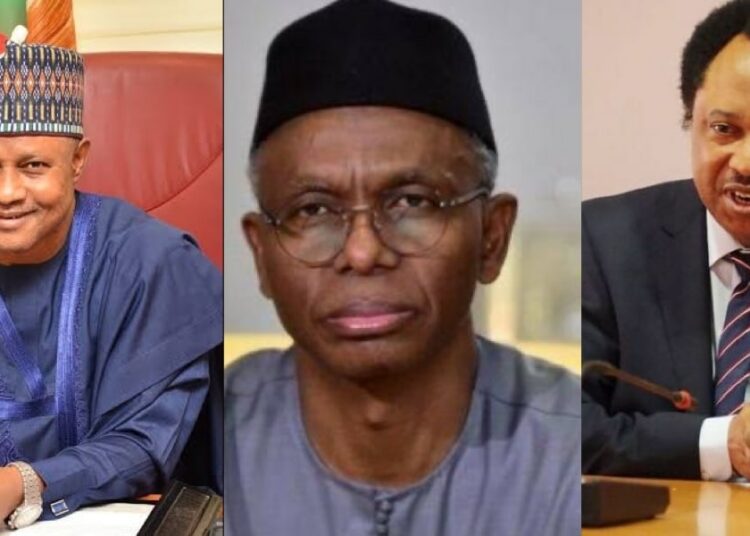 L-R: Governor Sani, Nasir El-Rufai and Senator Shehu Sani