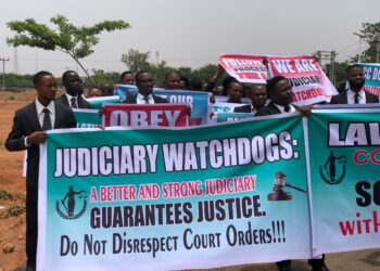 Yahaya Bello: Lawyers Protest At Supreme Court, Condemn EFCC’s Alleged Abuse Of Process
