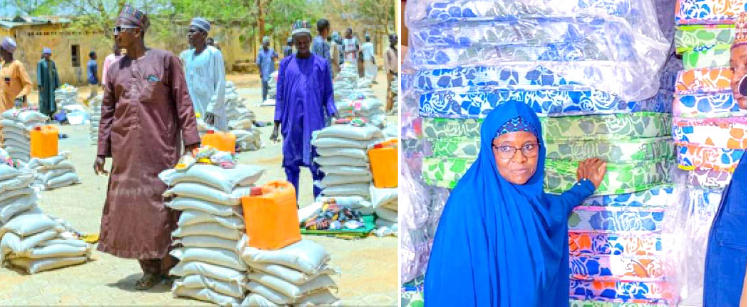 Yobe SEMA Supports Gashu’a Varsity Inferno, Farmer/Herder Crisis Victims, Others 1 A cross section of beneficiaries of SEMA support to victims of farmer/herder crisis and other disasters, also VC Federal University Gashu’a, Prof. Maimuna Waziri shortly after receiving food and non-food items from SEMA