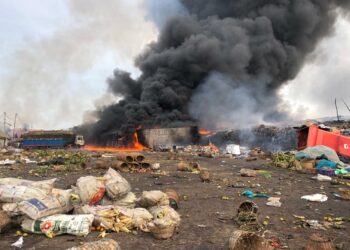PICTORIAL: Hoodlums Set Lagos Market On Fire