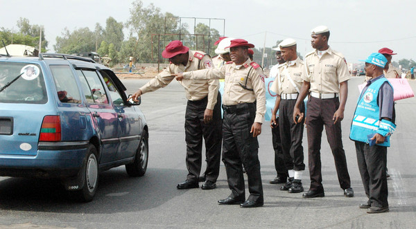 PIC. 12.  FRSC ZONAL COMMANDER,  ASSISTANT CORPS MARSHAL, CHARLES THEOPHILUS (L), WITH SECTOR 

COMMANDER, CORPS COMMANDER OLUMIDE OLAGUNJU, AT THE COMMENCEMENT FRSC "OPERATION SHIELD" ON  

KADUNA - ABUJA HIGH WAY IN KADUNA ON MONDAY (6/5/13) .