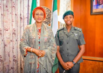 PICTORIAL: Nigeria’s First Female Officer To Graduate From UK’s RMAS Meets First Lady Tinubu