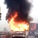 Commuters Flee As Fire Engulfs Commercial Bus In Lagos 