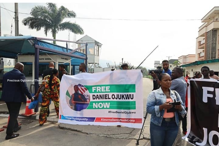 Sowore, CSOs Protest At Police HQ, Demand Immediate Release Of FIJ Journalist, Daniel Ojukwu 1 WhatsApp Image 2024 05 10 at 08.13.57