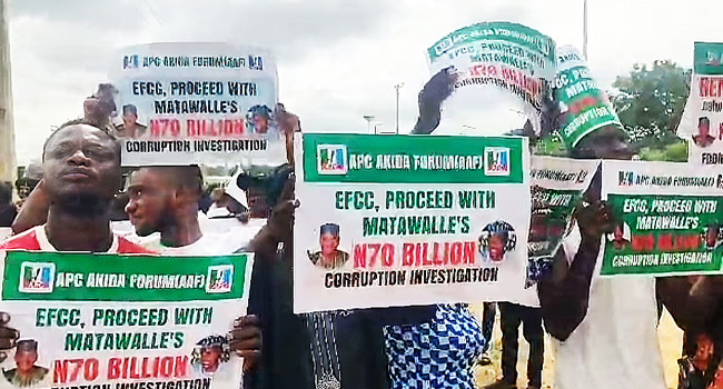 Zamfara APC Carpets Rep Jaji Over Protest Against Matawalle At EFCC Headquarters 1 Zamfara Protest at EFCC