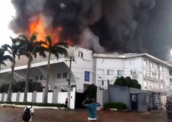 JUST-IN: Fire Guts Christ Embassy Headquarters Building In Lagos