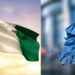 Nigerian flag and European union flag