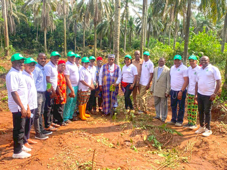 Prof Nwoha at the official ground breaking ceremony of a five acre mass of land for agriculture
