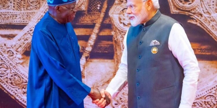 L-R: President Bola Tinubu and Indian PM Narendra Modi