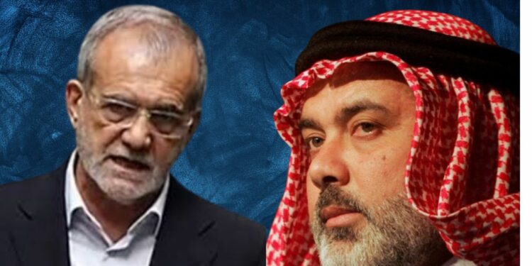 L-R. Masoud Pezeshkian and Late Ismail Haniyeh