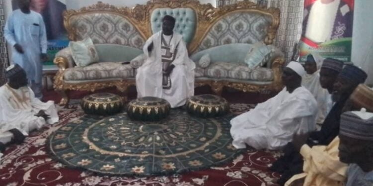 The Gwoza monarch speaking during Senator Ndume's visit to his palace on Sunday.