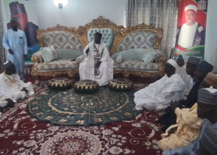 The Gwoza monarch speaking during Senator Ndume's visit to his palace on Sunday.